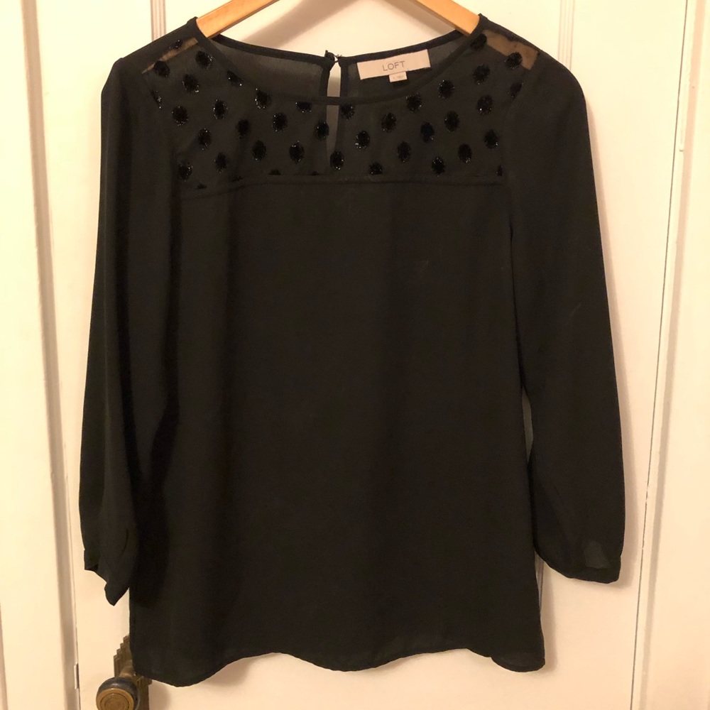 Loft Black Polka Dot Blouse